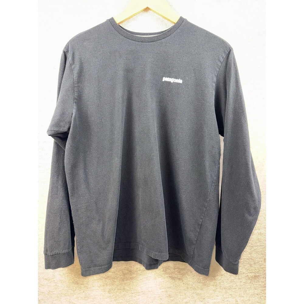 Patagonia Men’s Size LG Black Long Sleeve Tshirt Small Stain In Pic